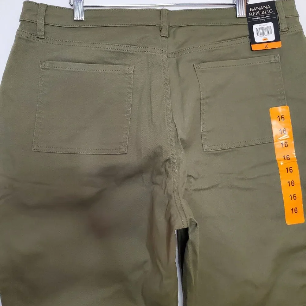 Banana Republic Womens Olive Green Utility Pants Size 16 Cotton Blend With Pocke - Picture 4 of 8
